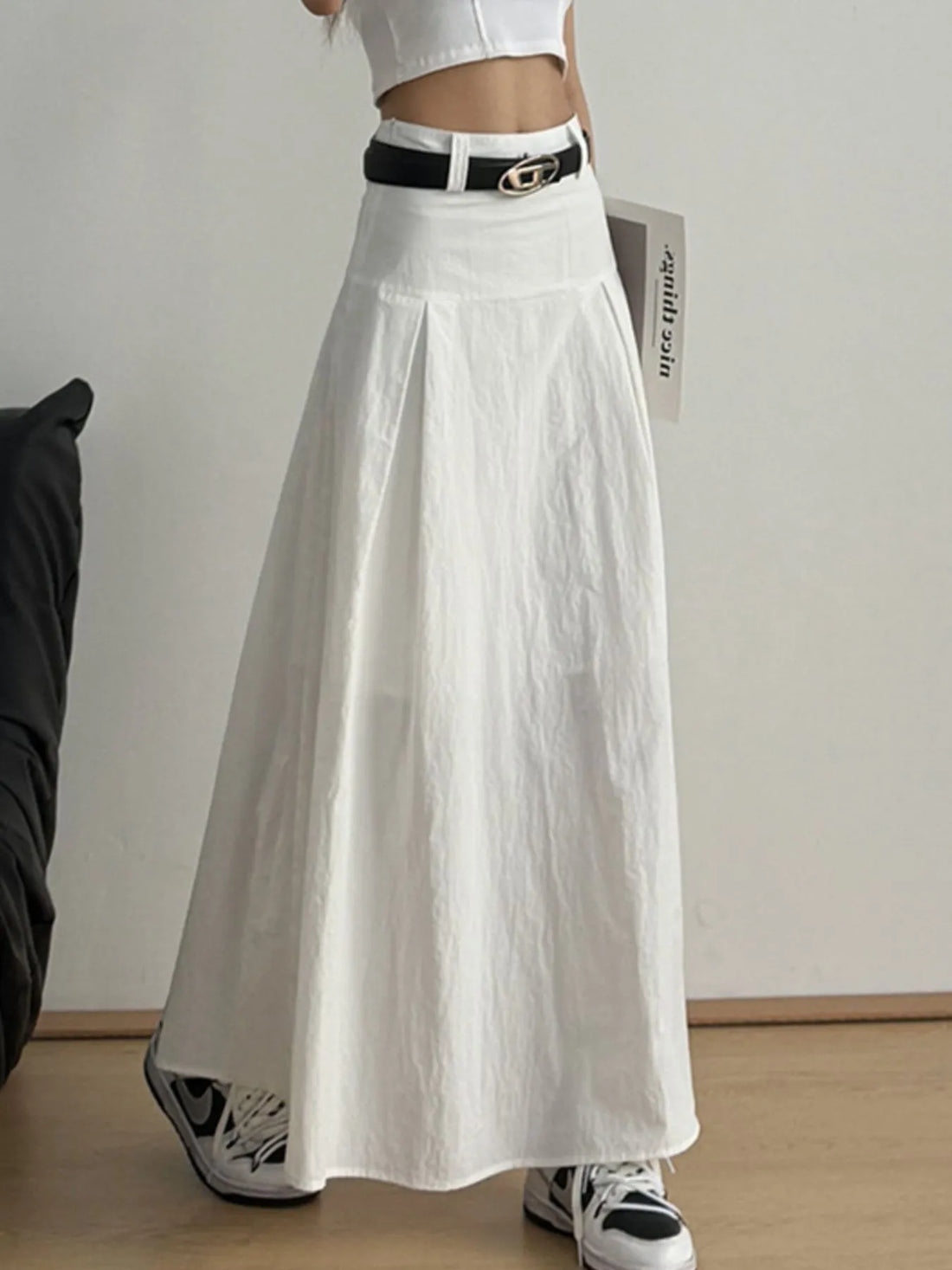 High Waist A-Line Maxi Skirt - cas7m