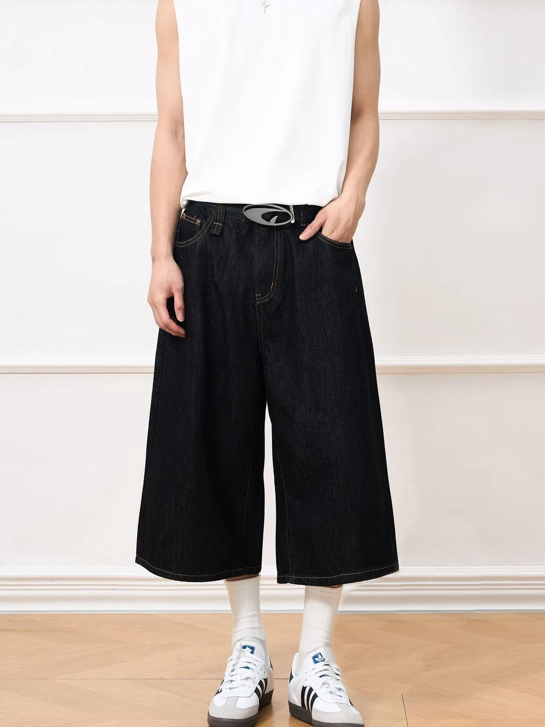 Men's Wide Leg Denim Shorts - cas7m