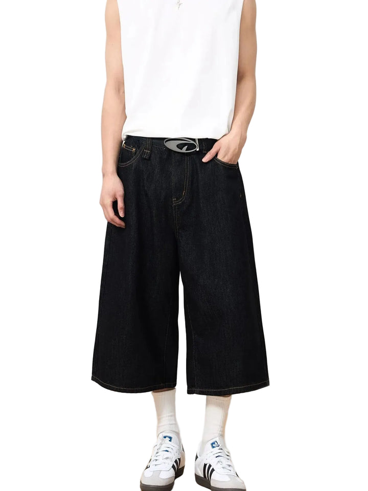 Men's Wide Leg Denim Shorts - cas7m