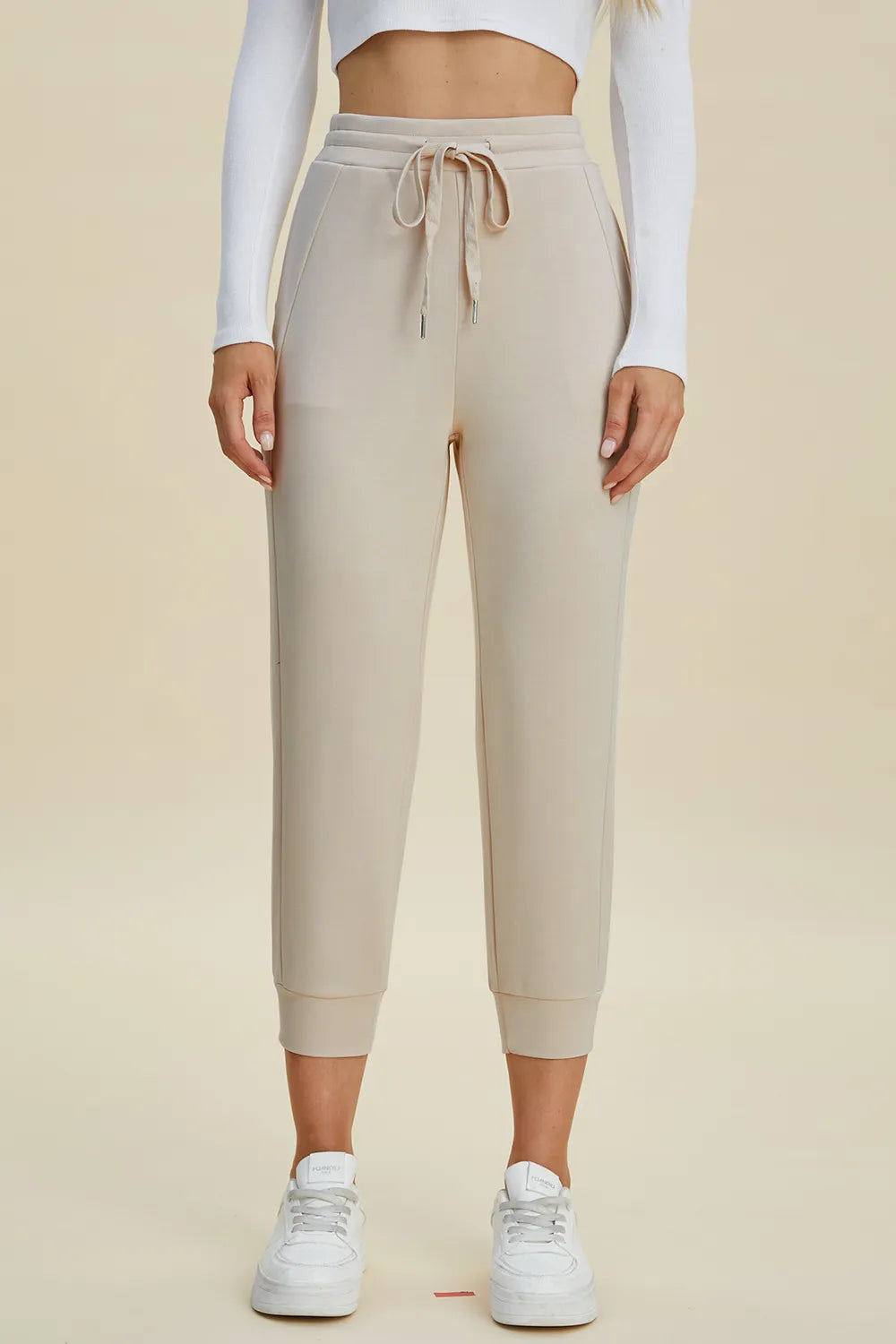 Basic Bae Full Size Air Scuba Drawstring High Waist Cropped Pants - cas7m