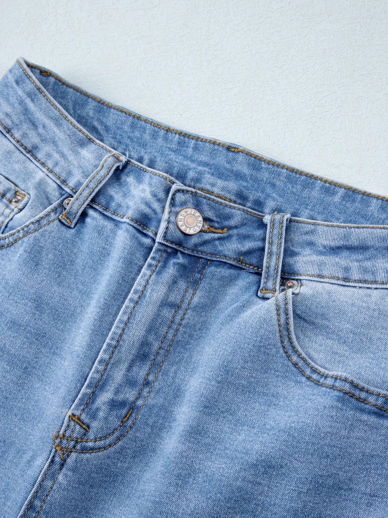 High Waist Wide Leg Washed Jeans - cas7m