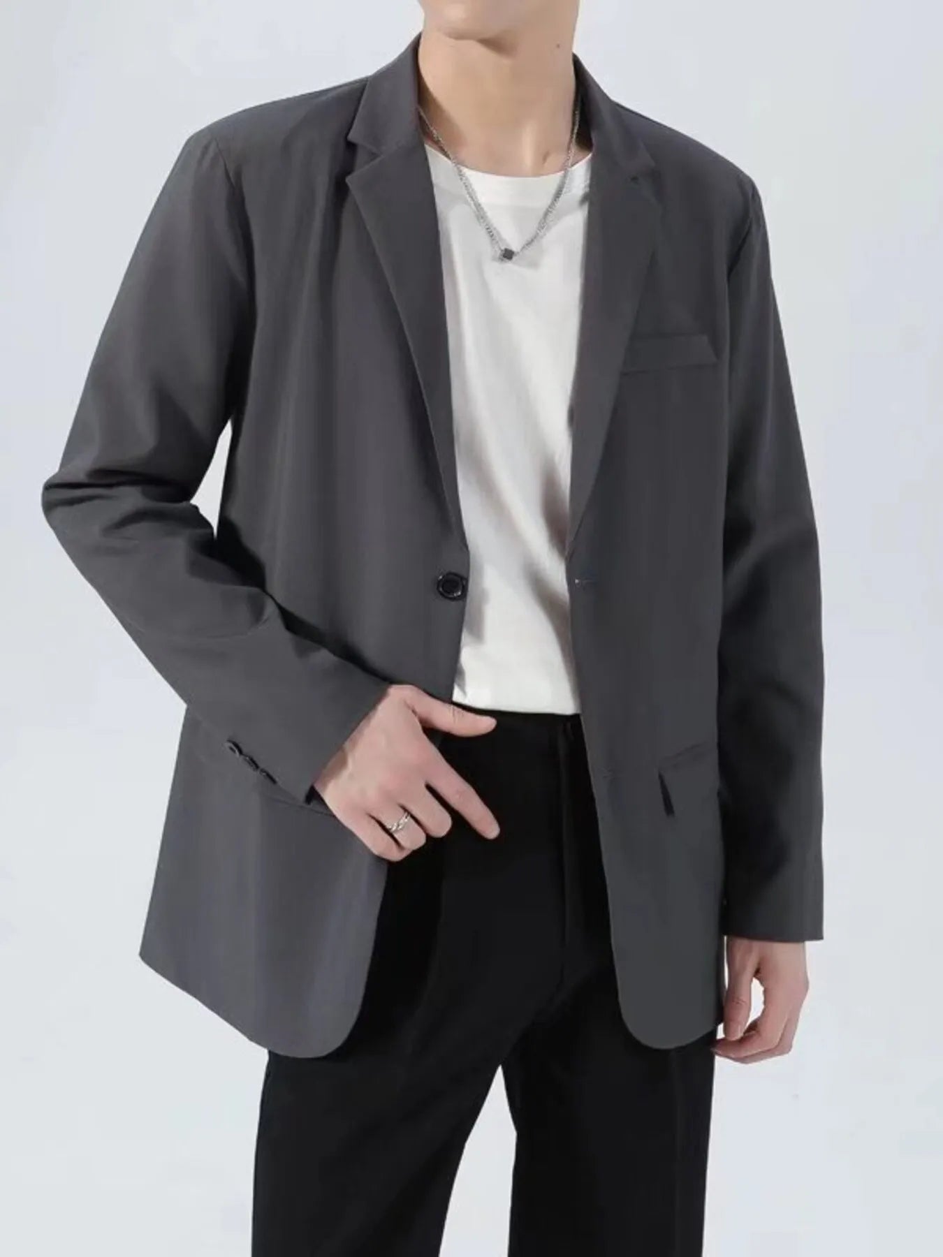 Men's Plus Size Classic Fit Two-Button Blazer - cas7m