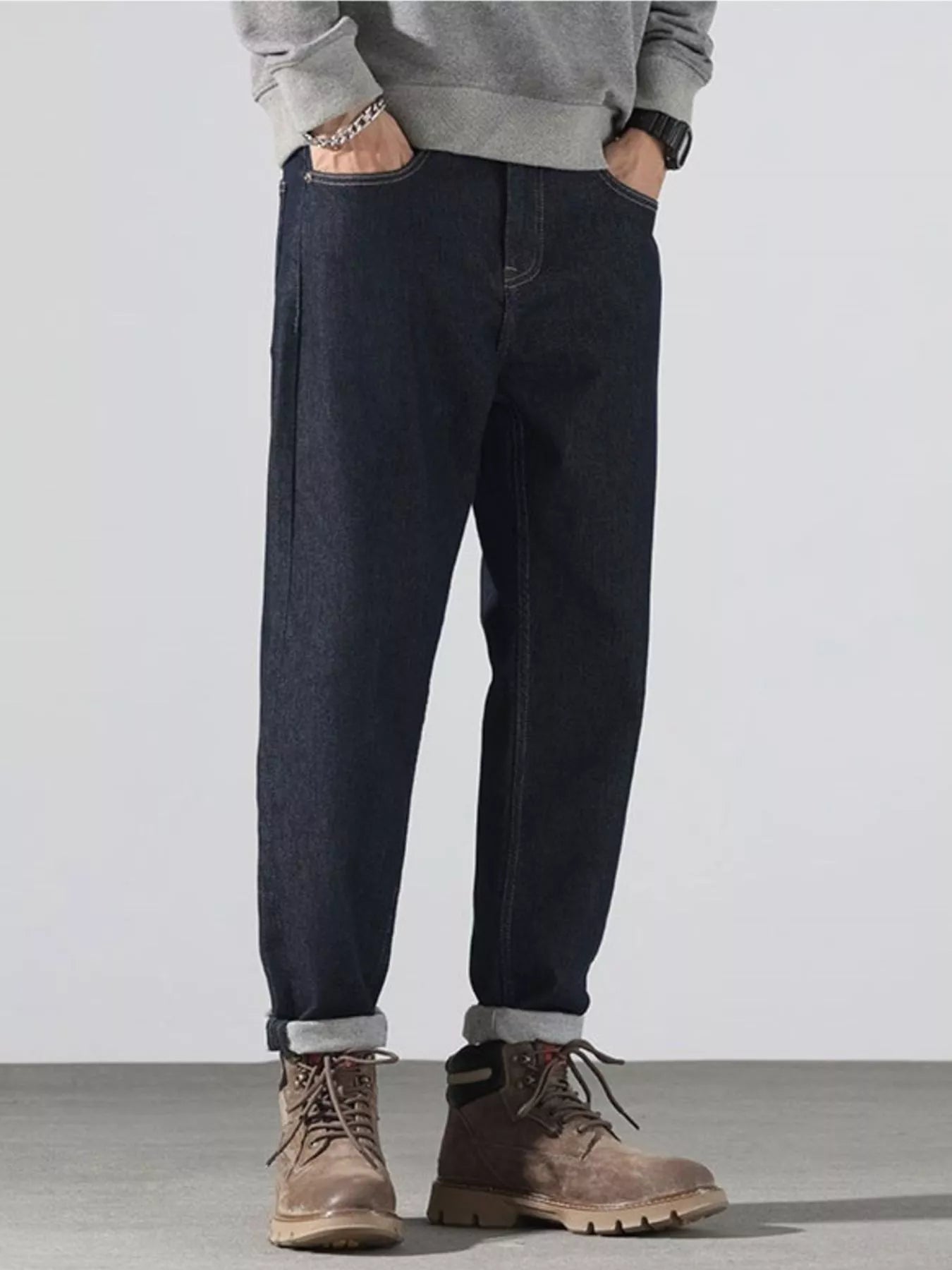 Men's Pocketed Loose Fit Jeans - cas7m