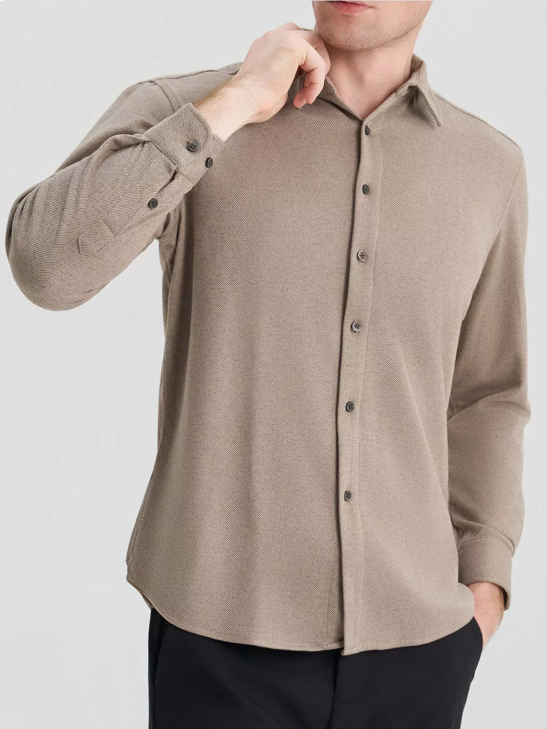Men's Plus Size Casual Long Sleeve Button-Down Shirt - cas7m