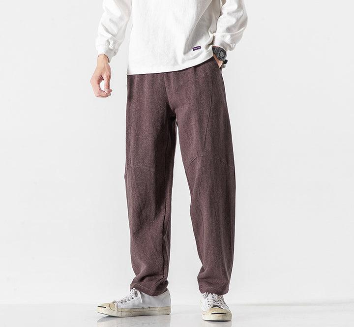 Cotton-linen Mens Pants Linen Pants Loose-fit - cas7m