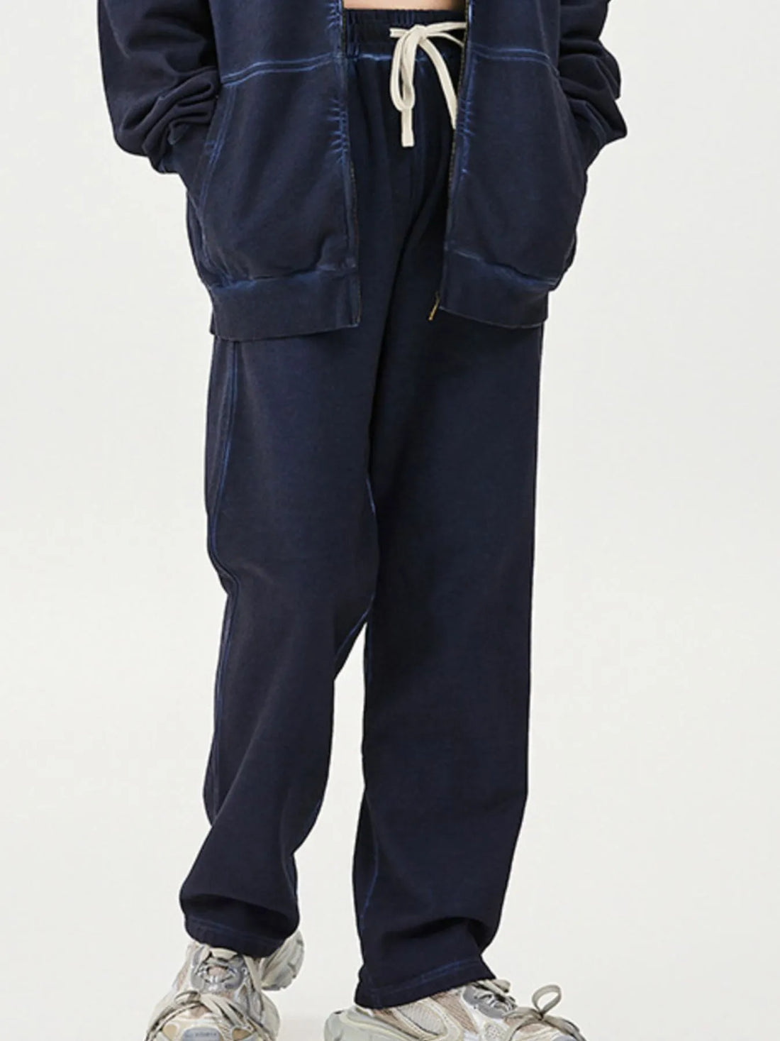 Men's Drawstring Washed Straight Sweatpants - cas7m