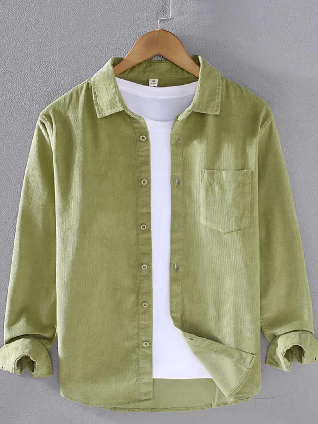 Men's Plus Size Button Up Long Sleeve Shirt - cas7m