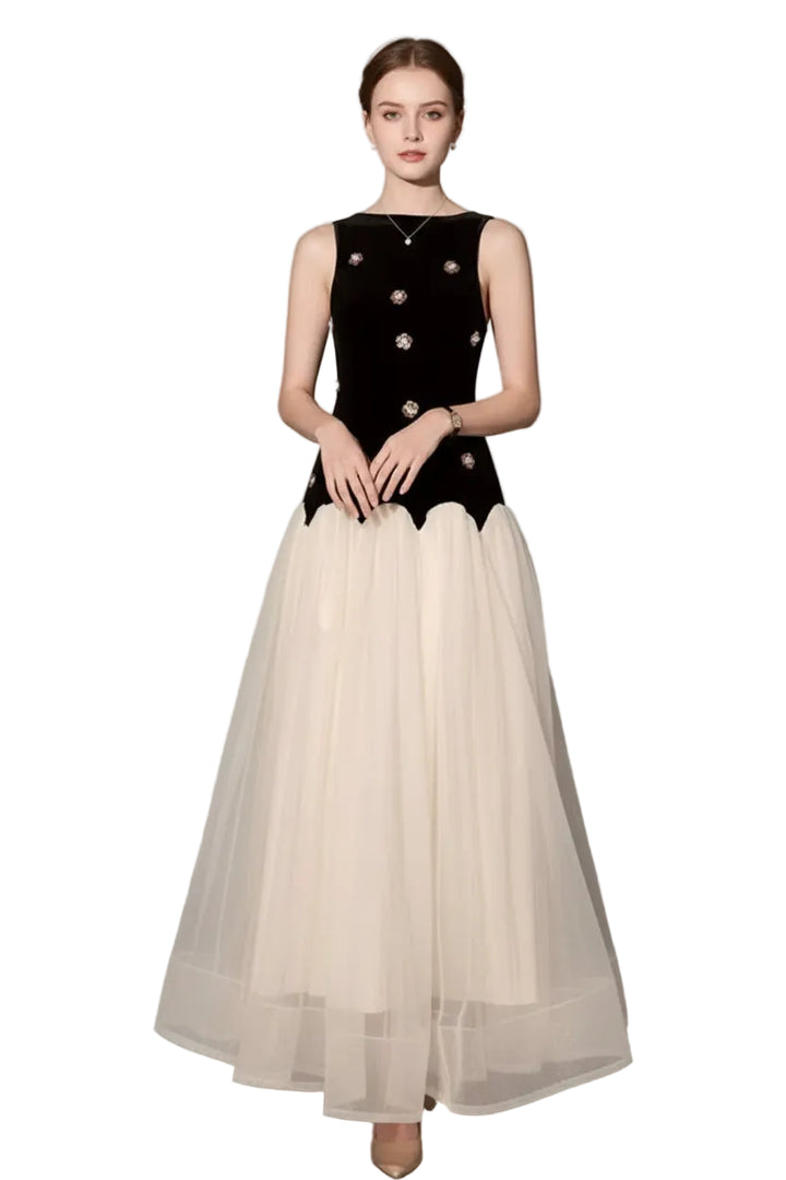 Sleeveless Tulle Maxi Dress - cas7m
