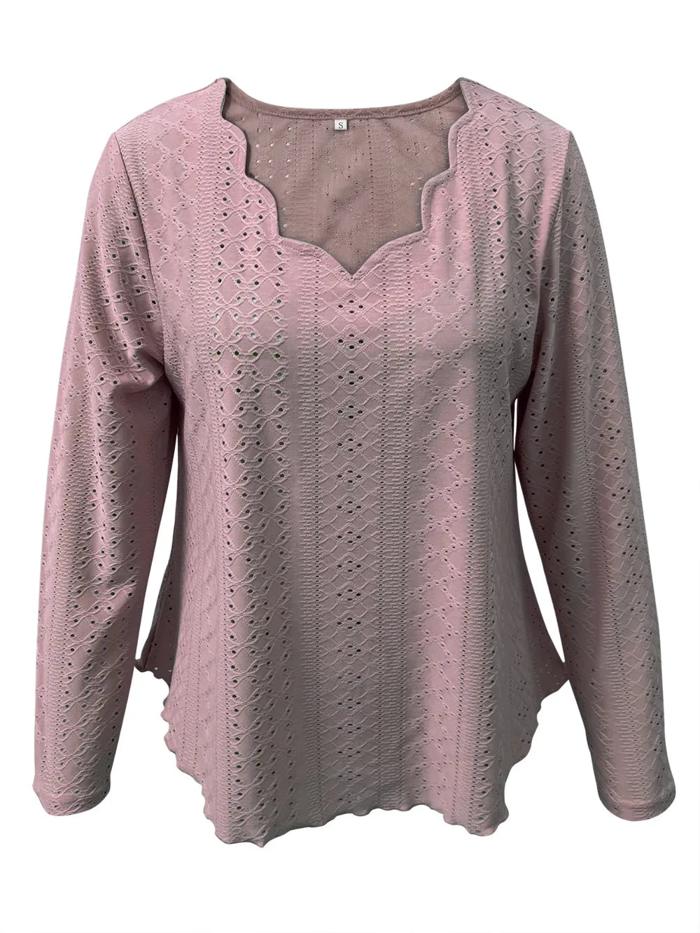 Eyelet Long Sleeve Blouse - cas7m