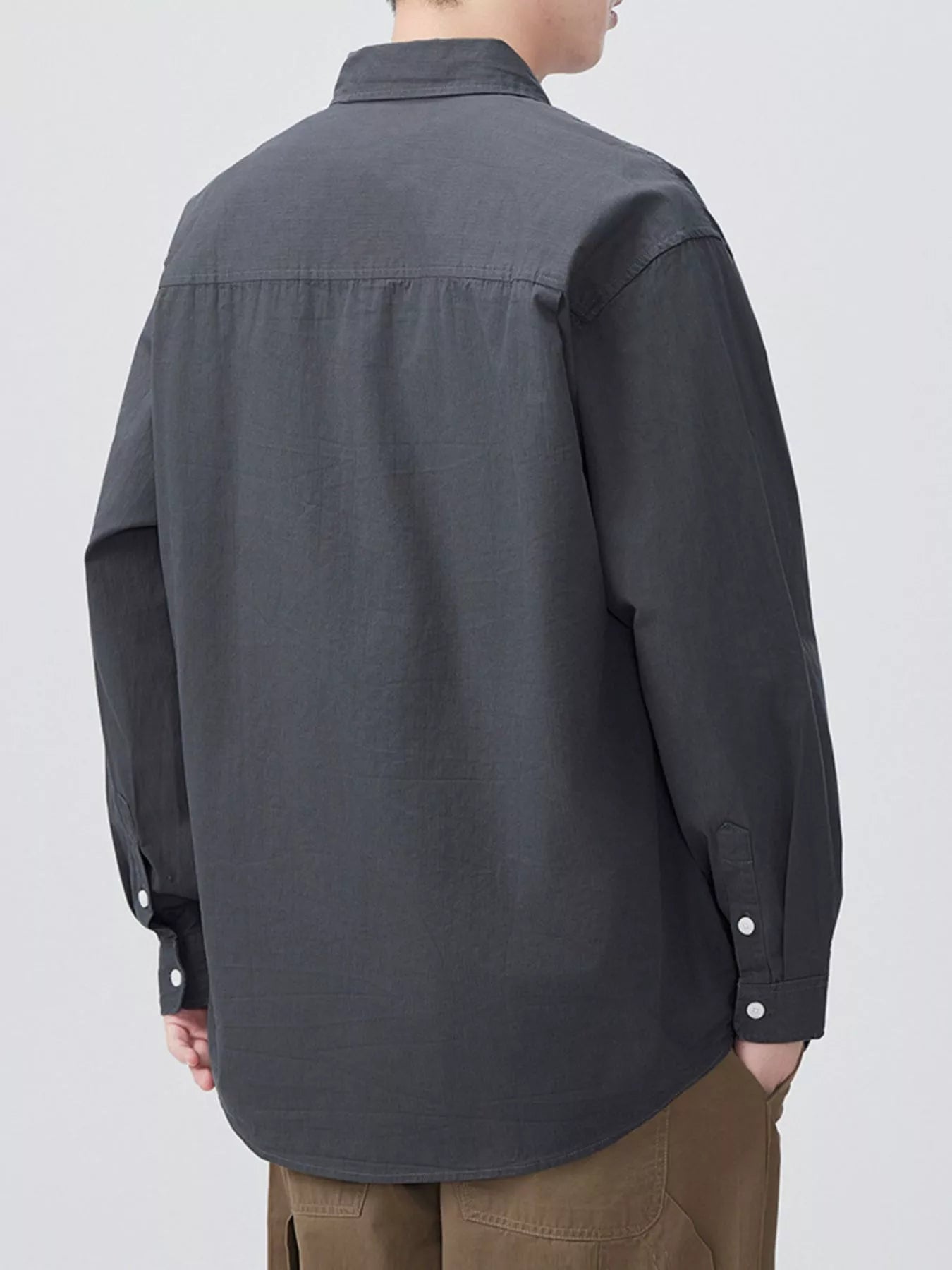 Men's Plus Size Button Up Long Sleeve Shirt - cas7m