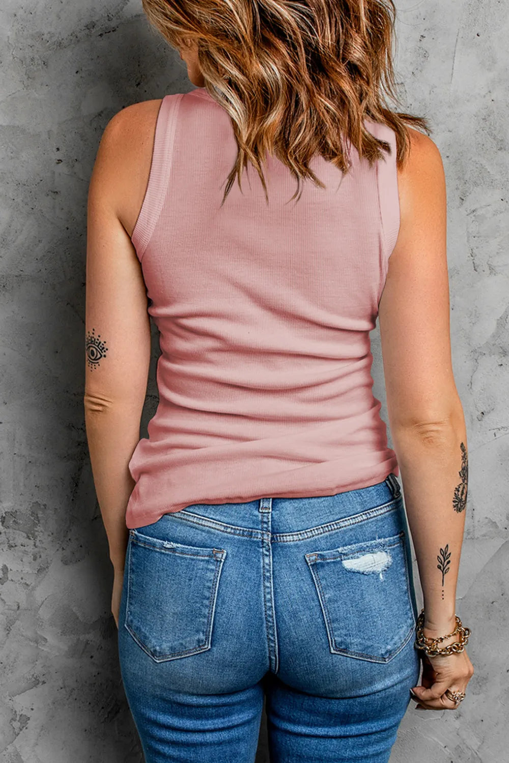 Solid Round Neck Tank - cas7m