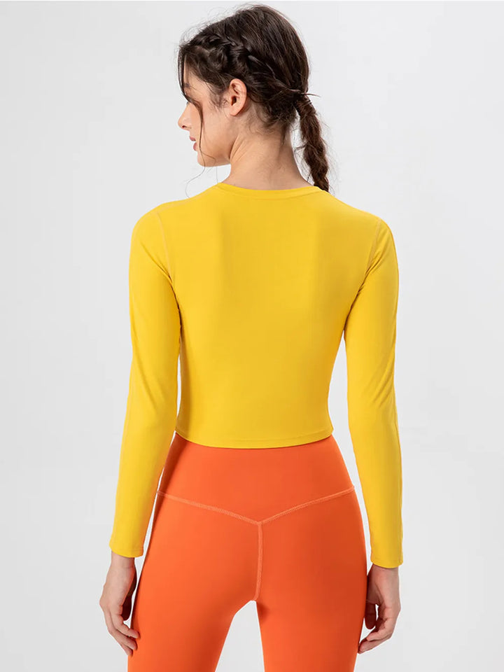 Round Neck Long Sleeve Active T-Shirt - cas7m