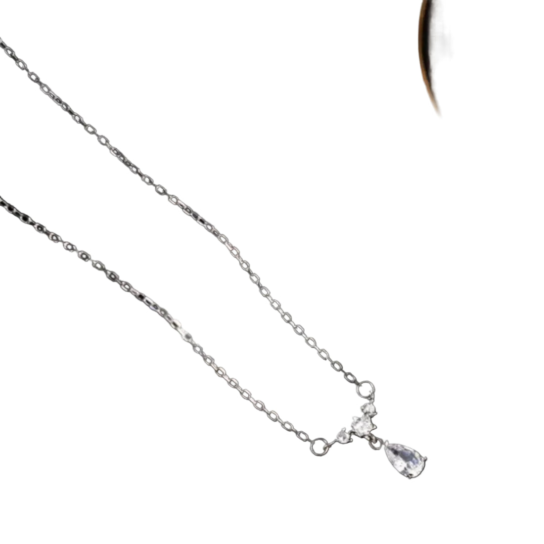 925 Sterling Silver Zircon Teardrop Necklace - cas7m
