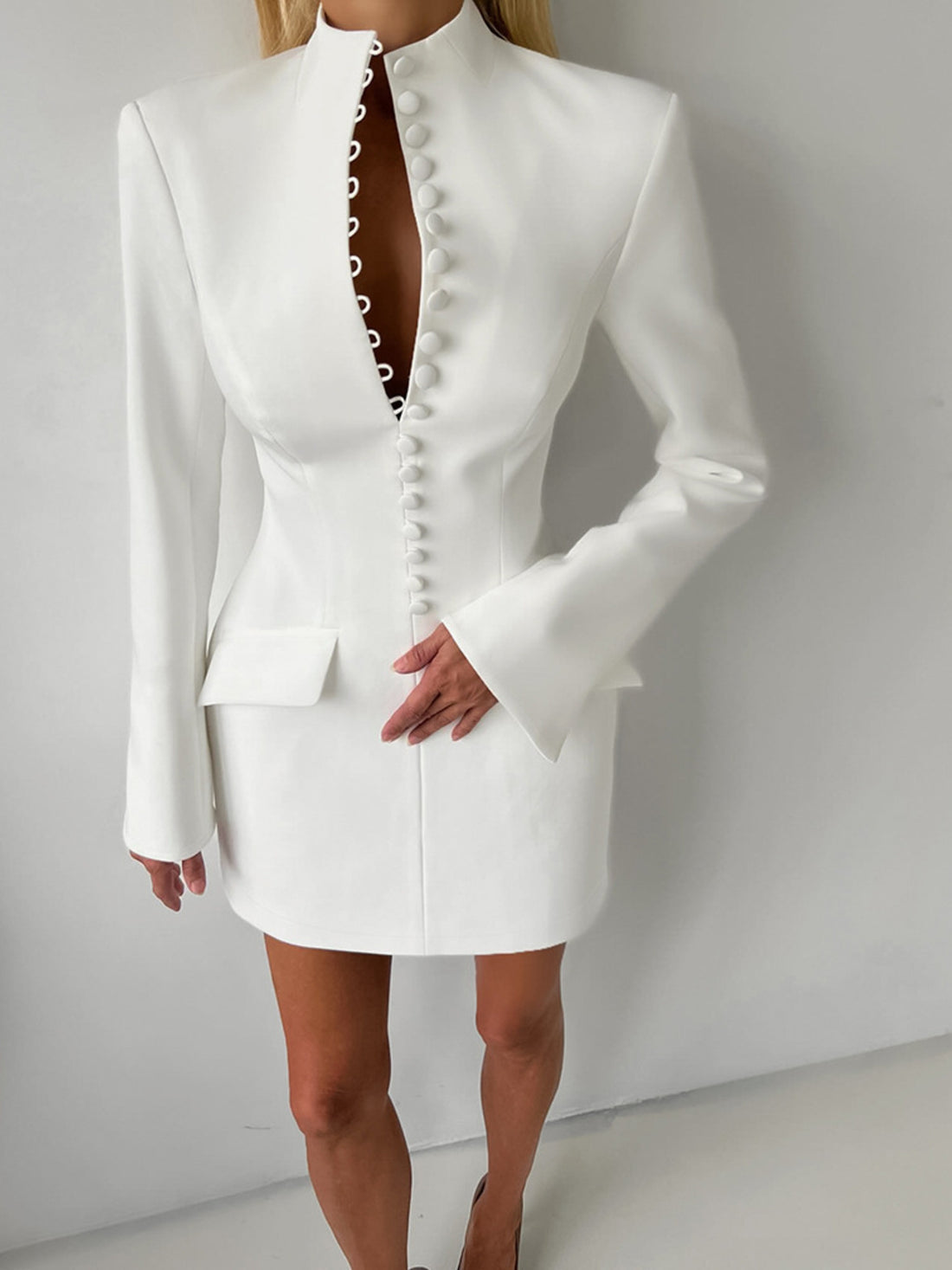 Button-Down Blazer Dress - cas7m