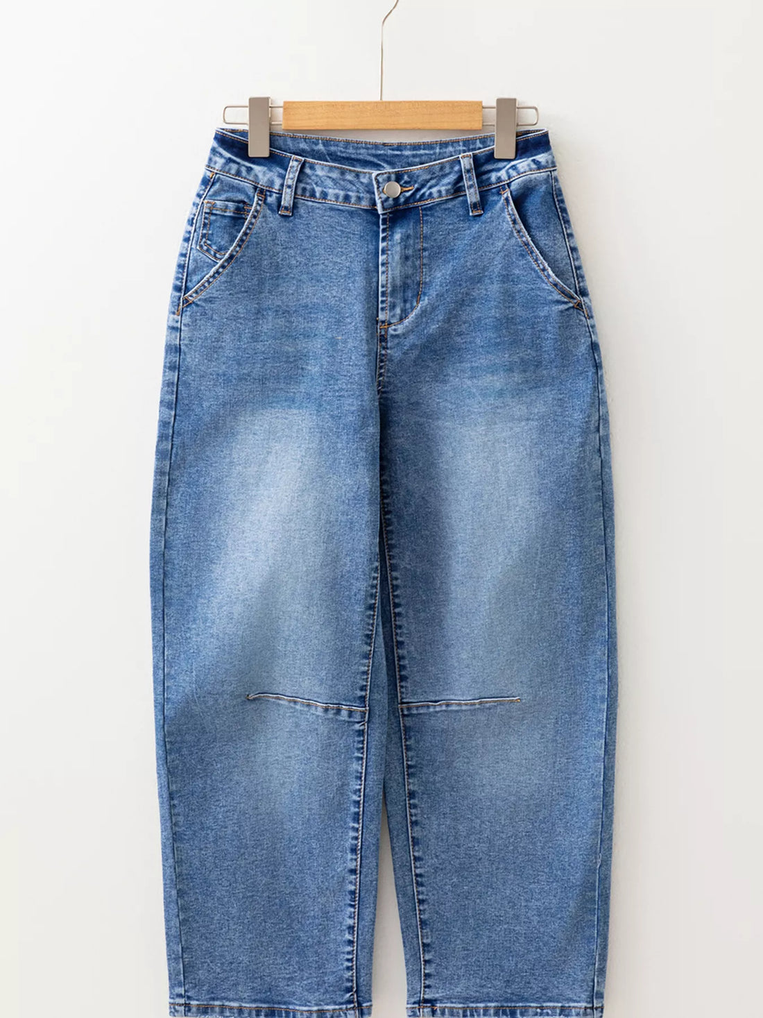 Seam Detail Loose Fit Cropped Jeans - cas7m