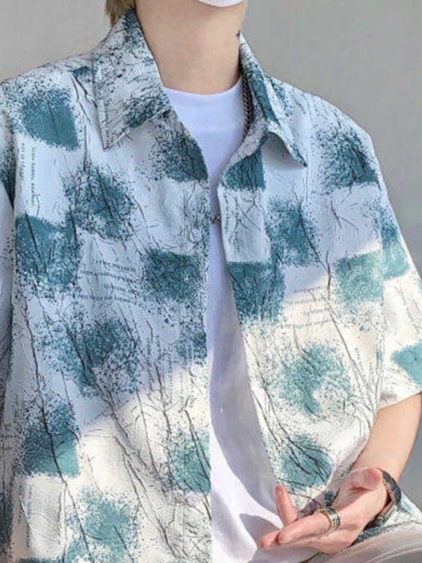 Men's Plus Size Abstract Pattern Short Sleeve Shirt - cas7m
