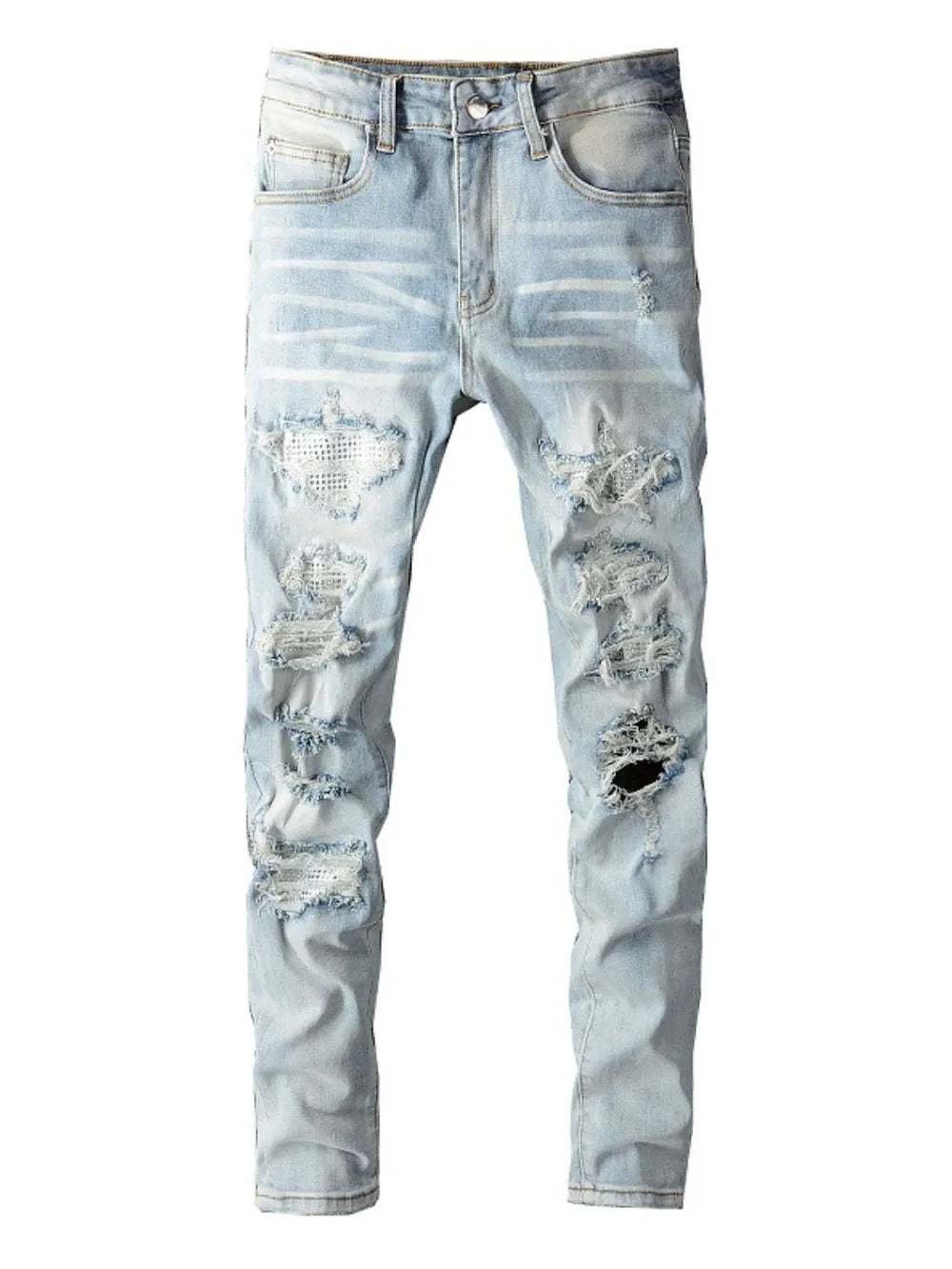 Men's Distressed Jeans with Pockets - cas7m