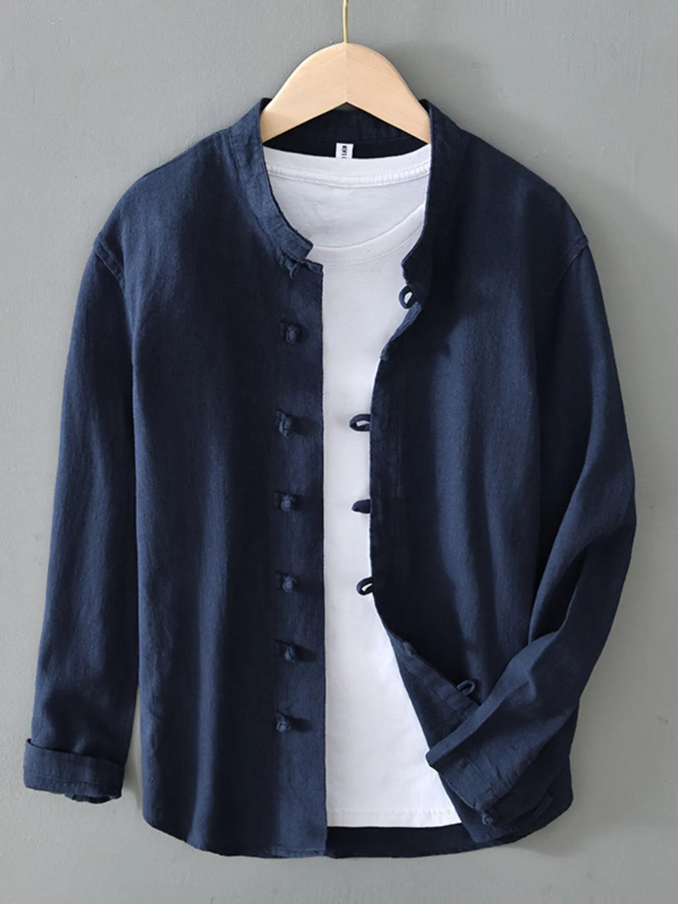 Men's Plus Size Button Up Long Sleeve Shirt - cas7m