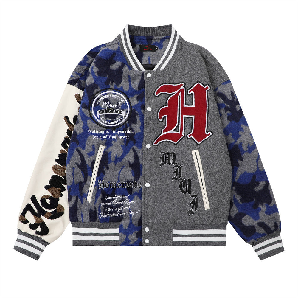 Niche Patchwork Camouflage Baseball Uniform Men's - cas7m