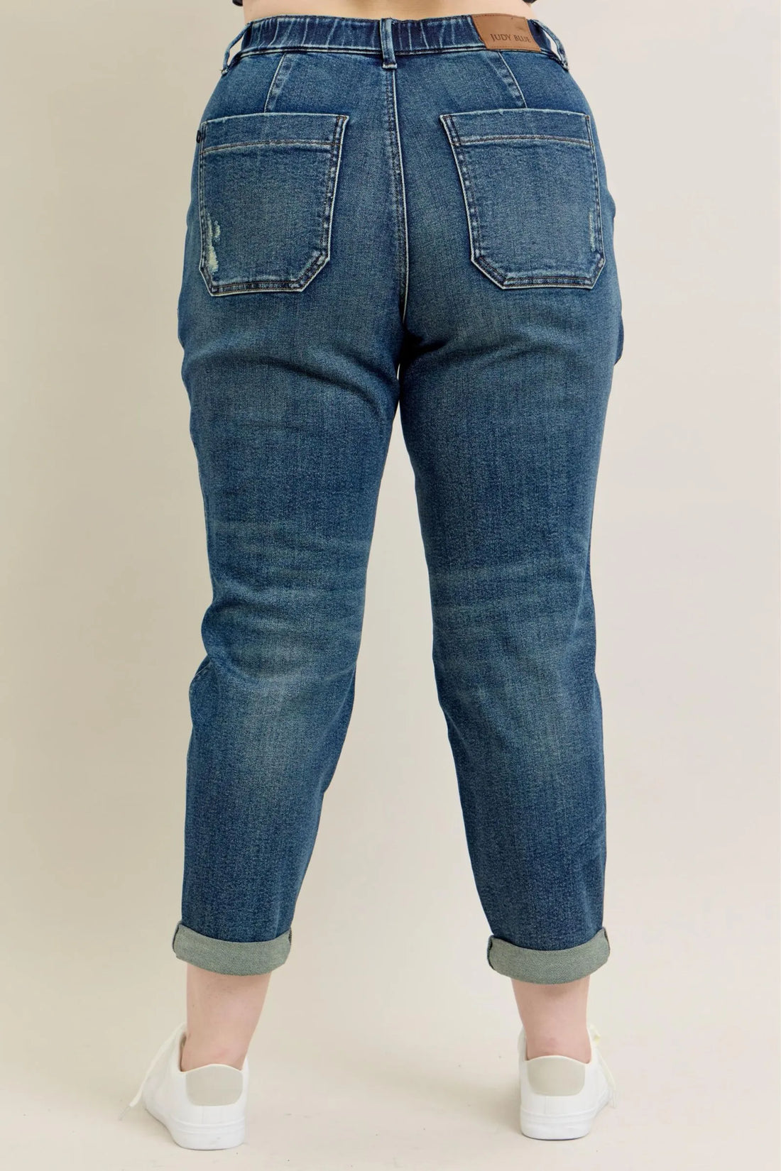Judy Blue Full Size HW Vintage Wash Jeans w/ Drawstring Plus Size - cas7m