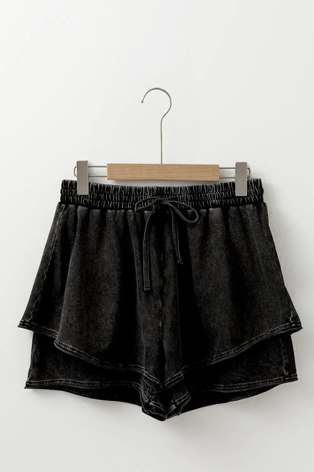 Mineral Wash French Terry High Waist Casual Shorts - cas7m