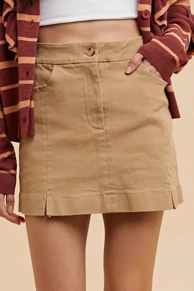 Annie Wear Comfort Stretch Cotton Slit Detailed Mini Skirt - cas7m
