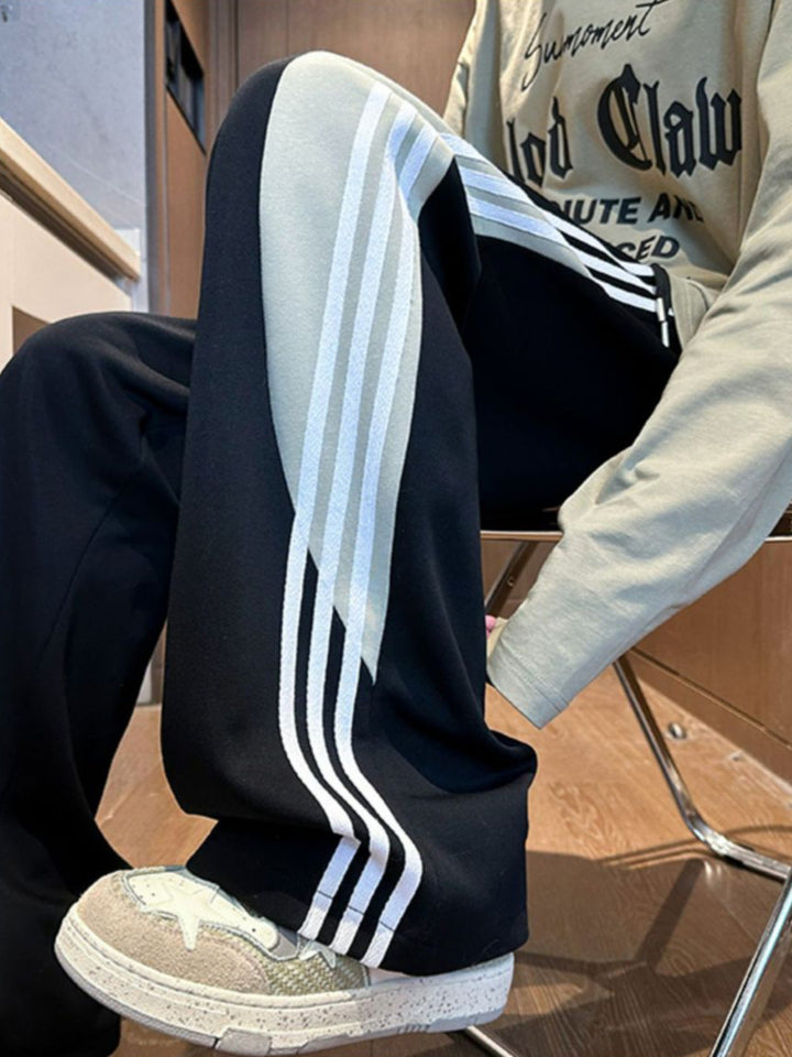 Men's Plus Size Striped Wide Leg Casual Pants - cas7m