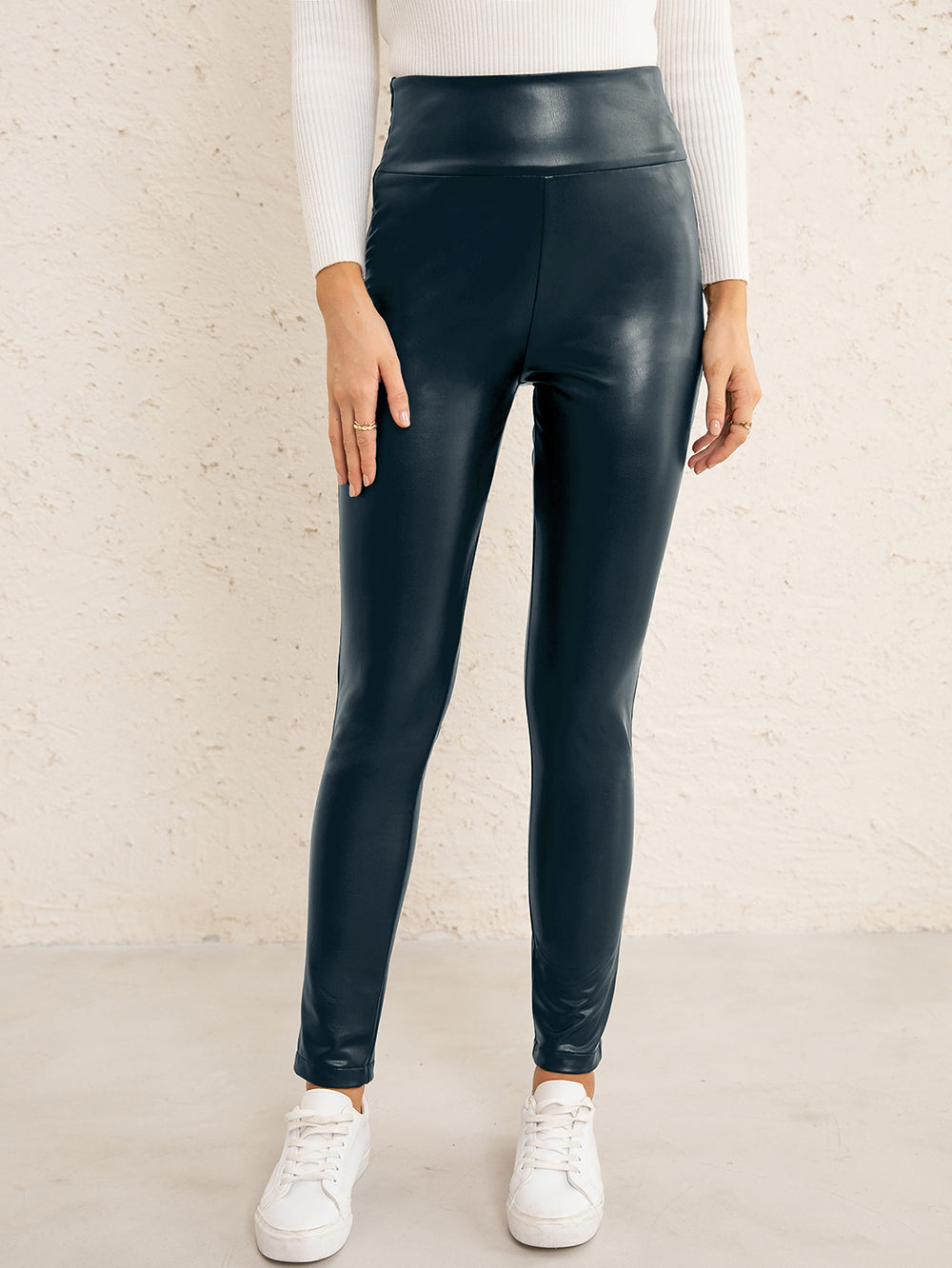 Ivy Lane PU High Waist Straight Pants - cas7m