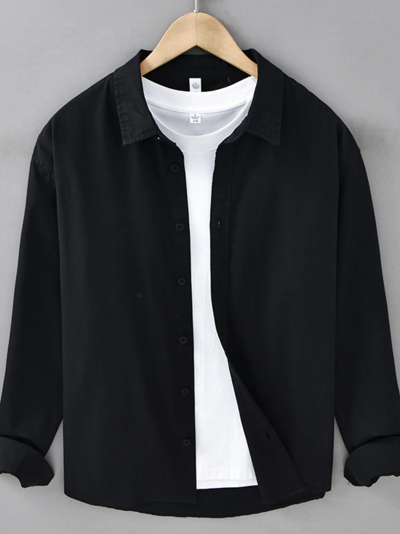 Men's Plus Size Button Up Long Sleeve Shirt - cas7m