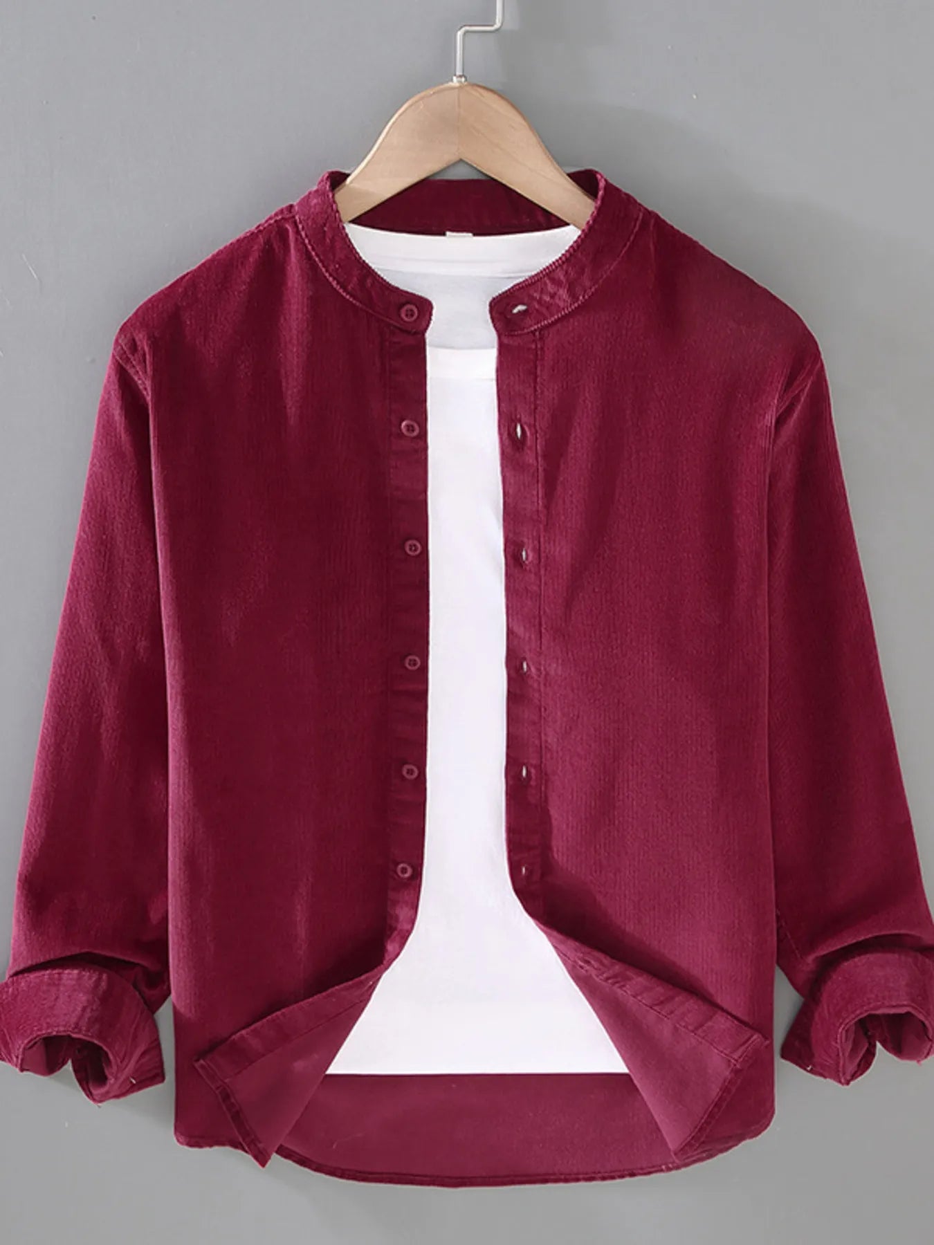 Men's Plus Size Button Up Long Sleeve Shirt - cas7m