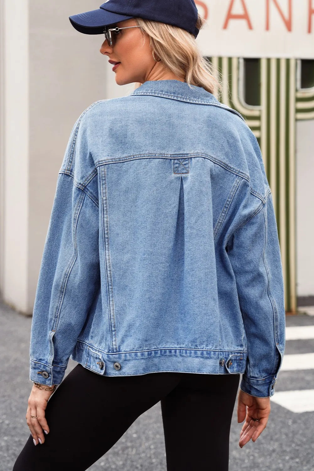 Pocketed Button Up Denim Jacket - cas7m