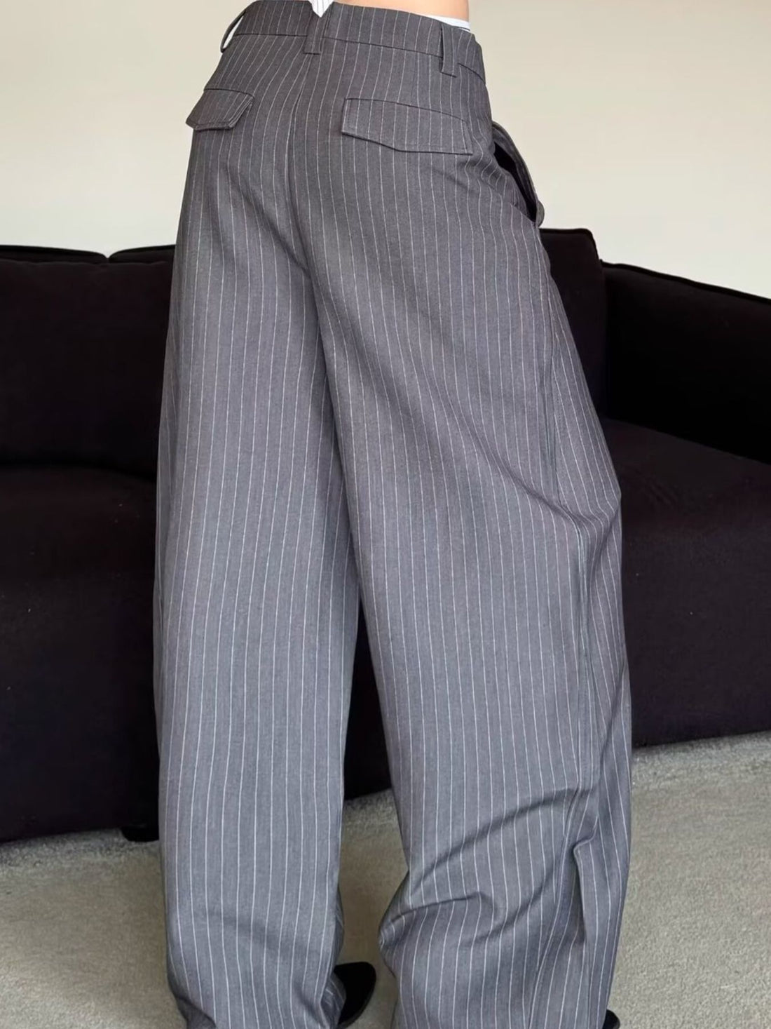 Men's Full Size Wide Leg Striped Pants Plus Size - cas7m