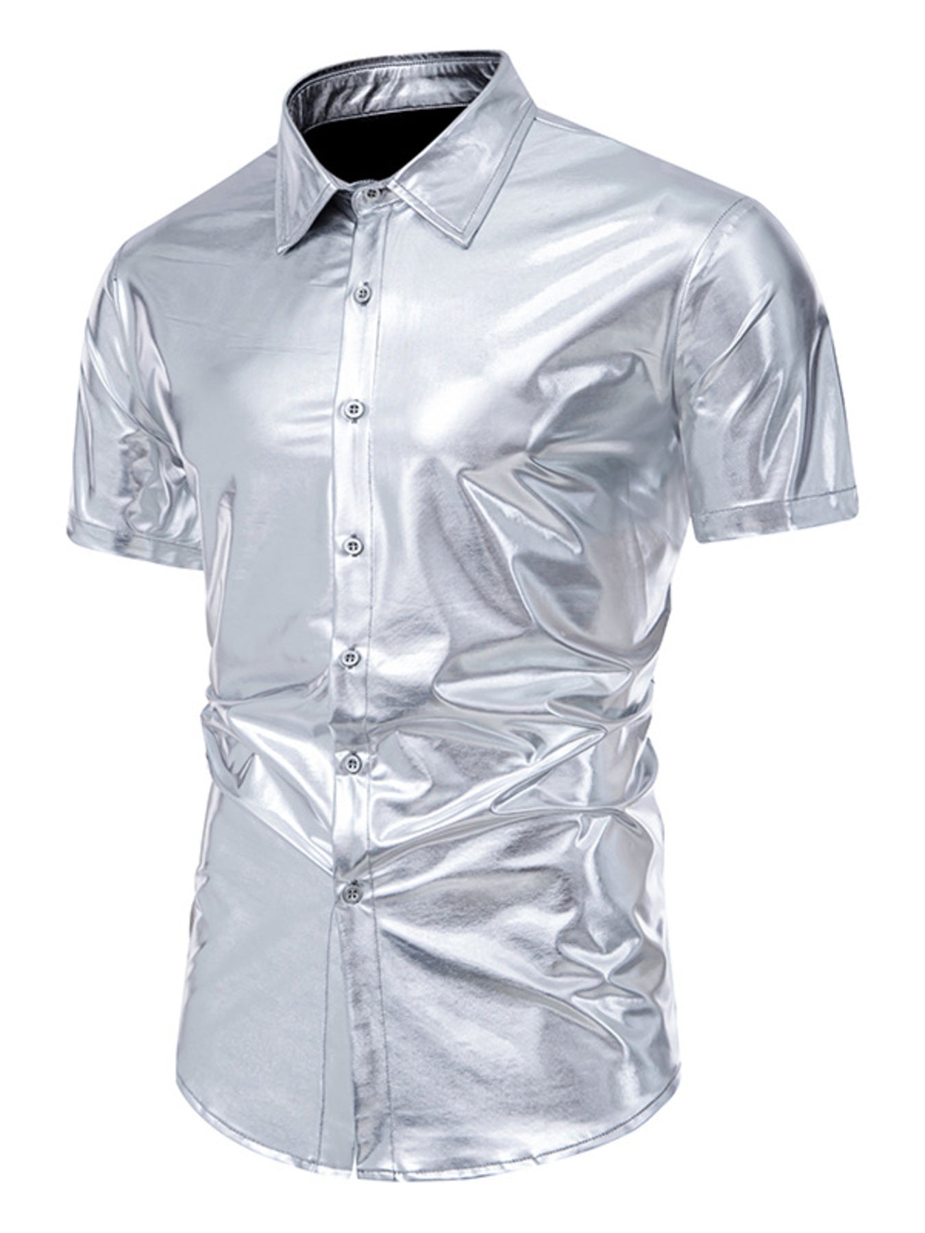 Men's Button Up Short Sleeve Shirt - cas7m
