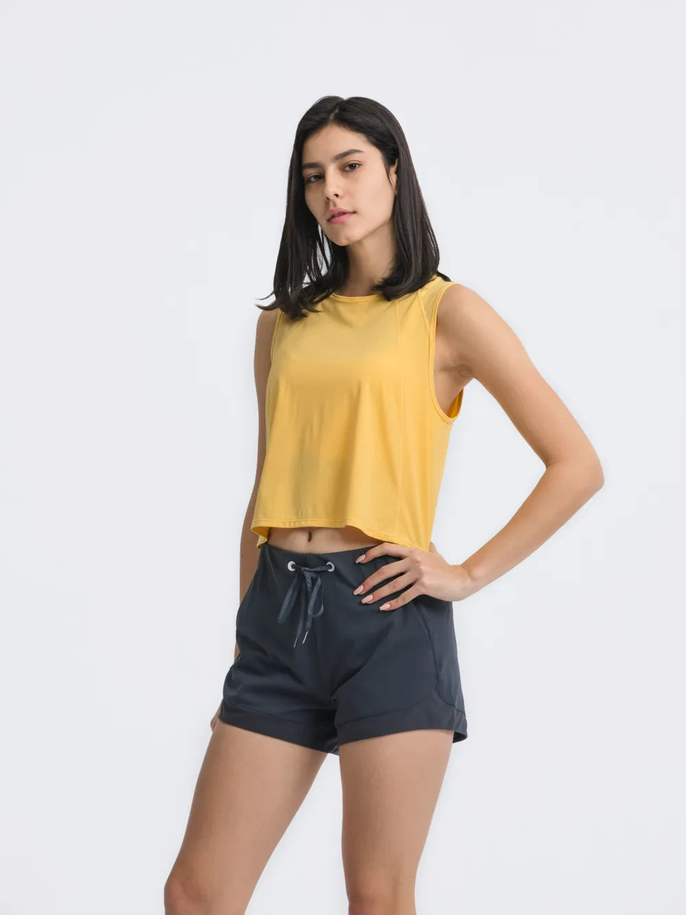 Millennia Round Neck Cropped Active Tank - cas7m