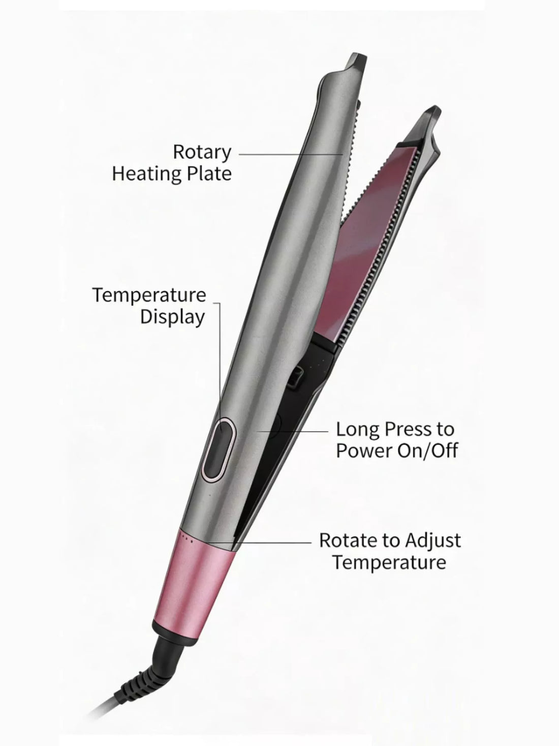 2-in-1 Adjustable Curling & Straightening Iron for Salon-Quality Hair - cas7m
