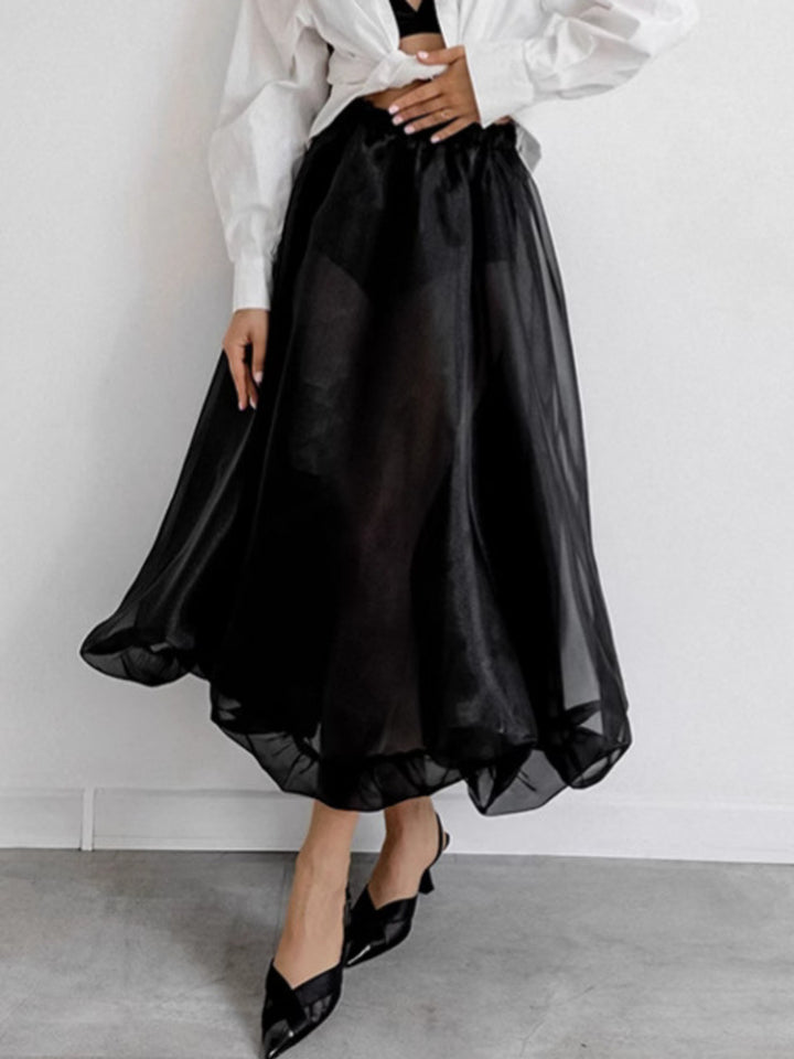 Elastic Waist Flowy Skirt - cas7m