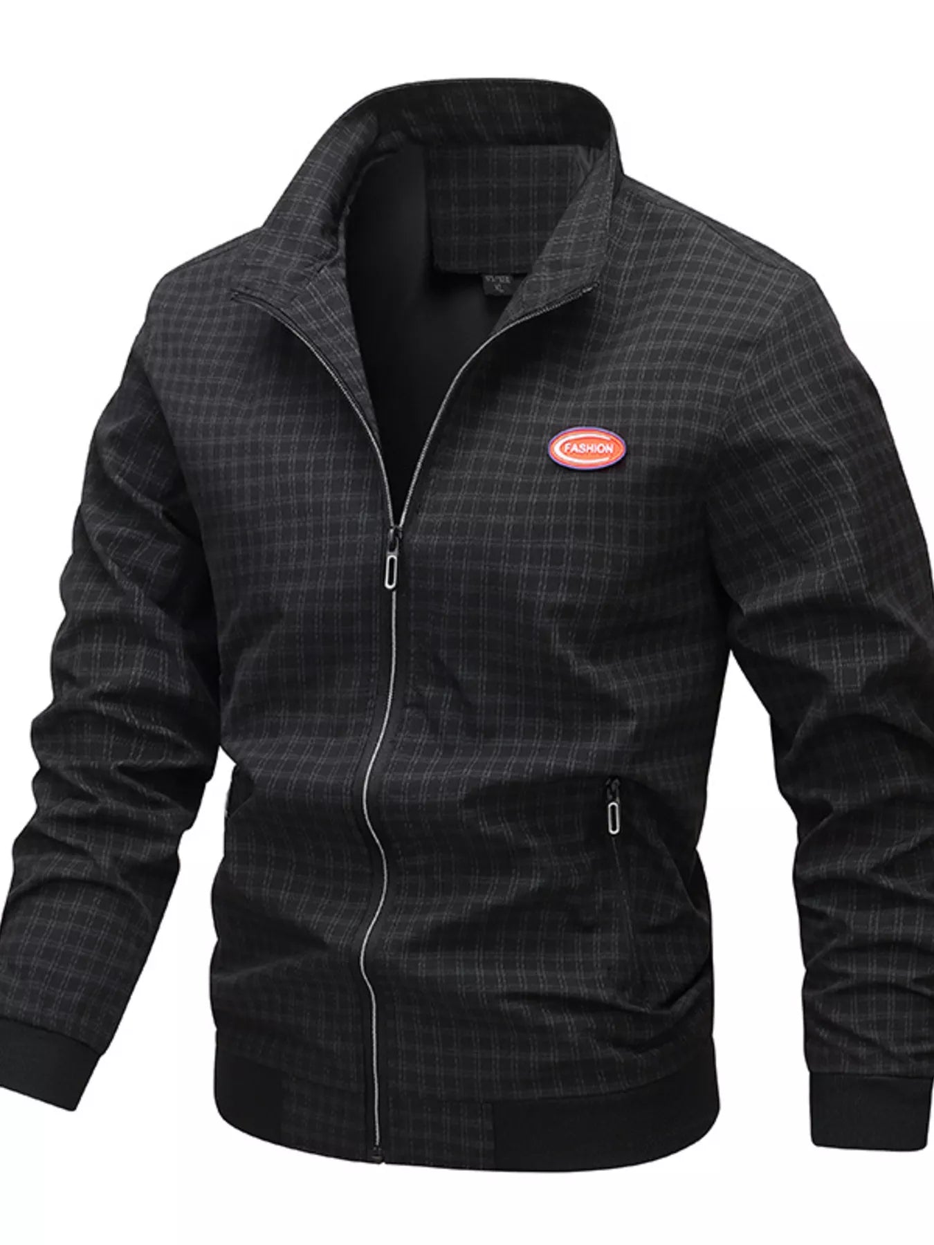 Men's Plus Size Plaid Lightweight Zip-Up Jacket - cas7m
