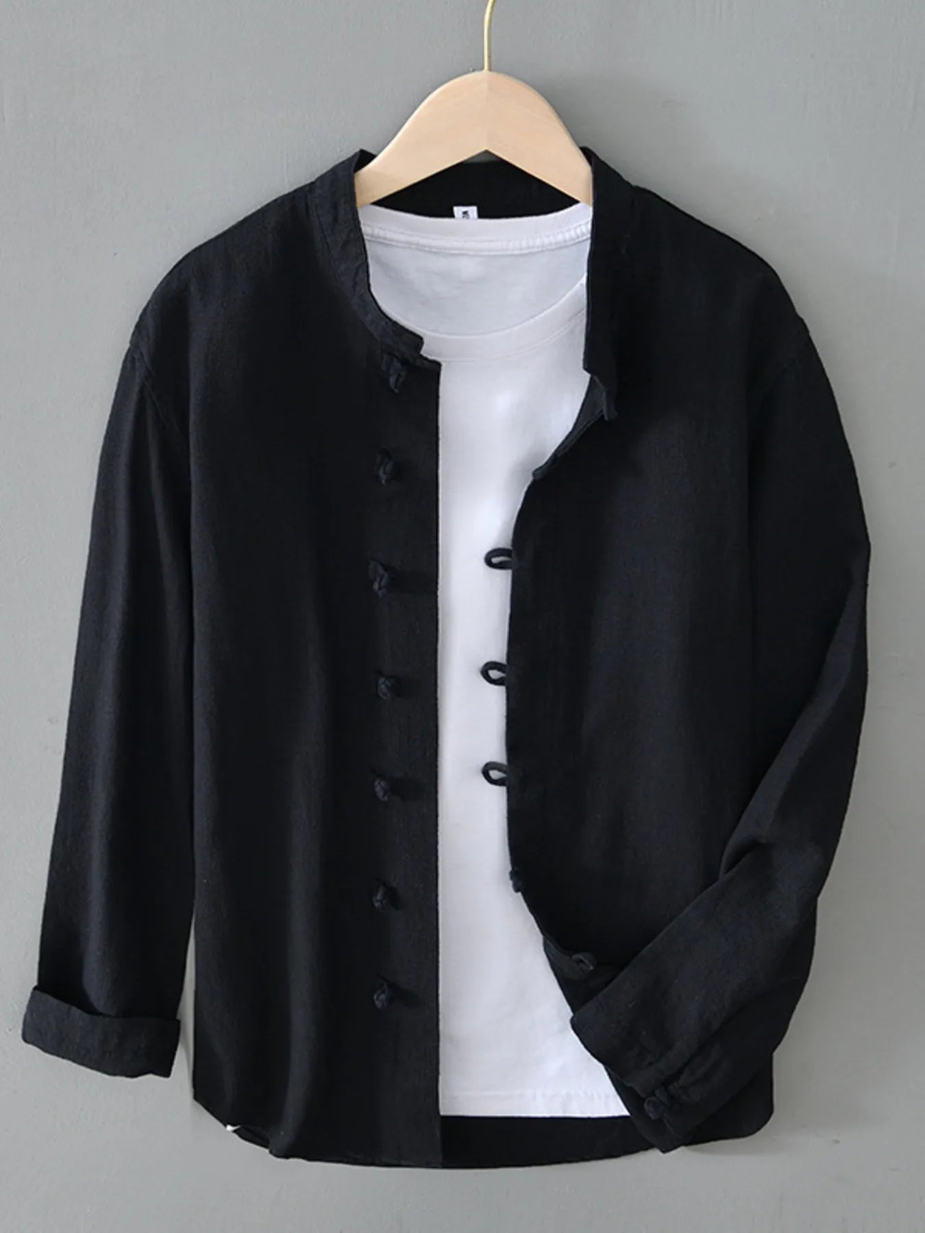 Men's Plus Size Button Up Long Sleeve Shirt - cas7m