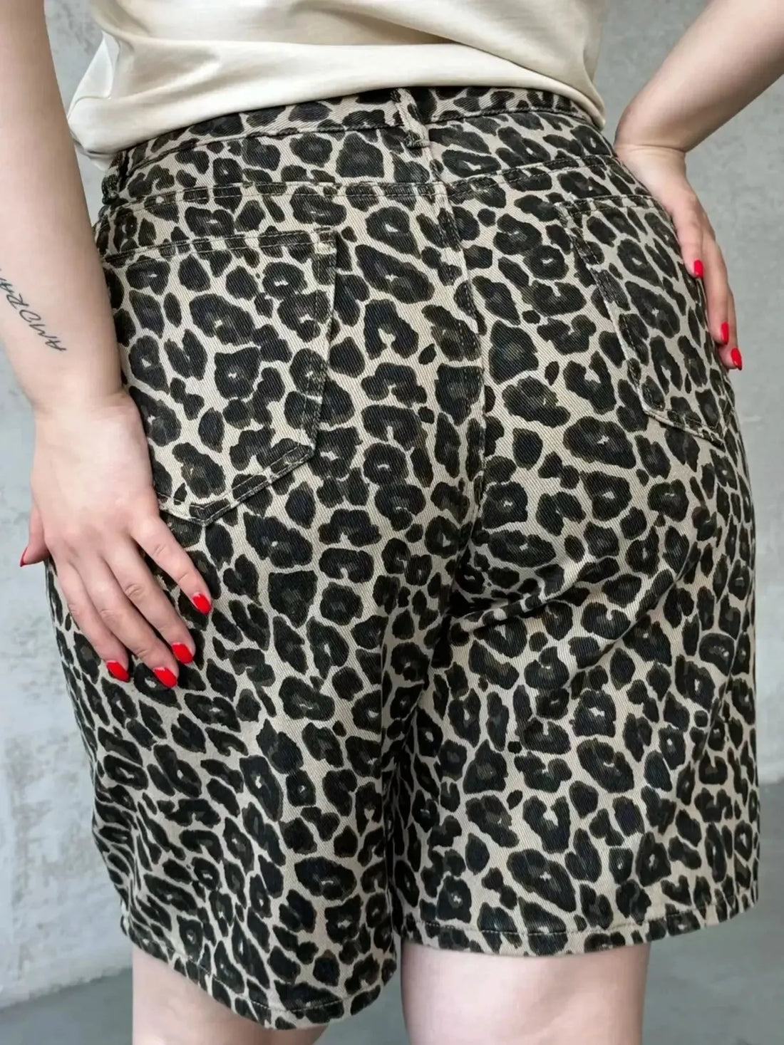 Leopard Print High-Waisted Casual Shorts - cas7m