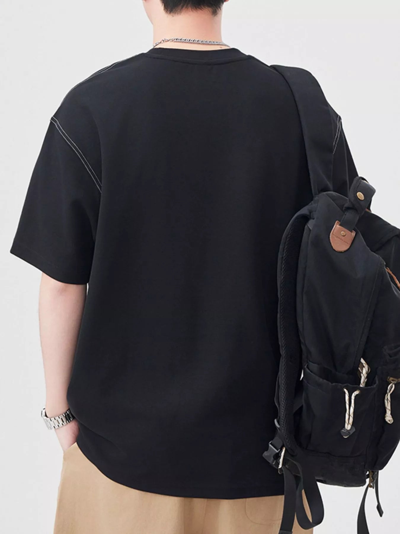 Men's Plus Size Round Neck Relaxed Fit T-Shirt - cas7m