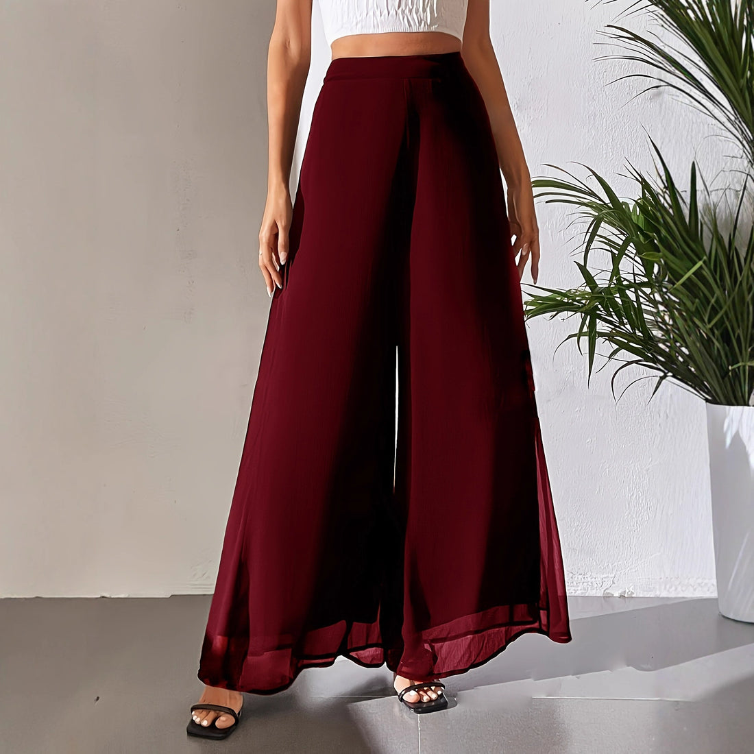 Casual Chiffon Wide-leg Pants Loose Trousers - cas7m