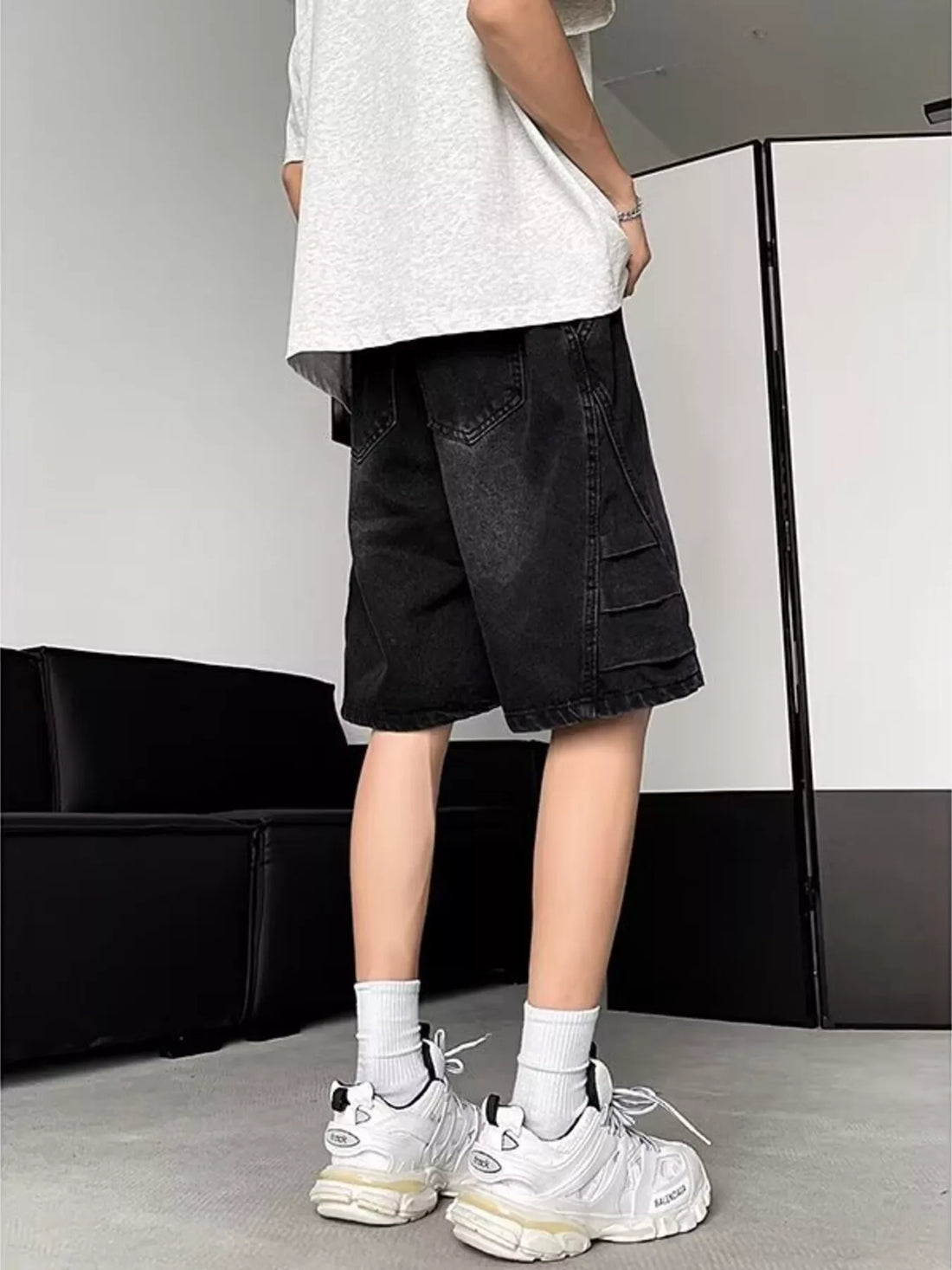 Men's Plus Size Wash Loose Fit Denim Shorts - cas7m