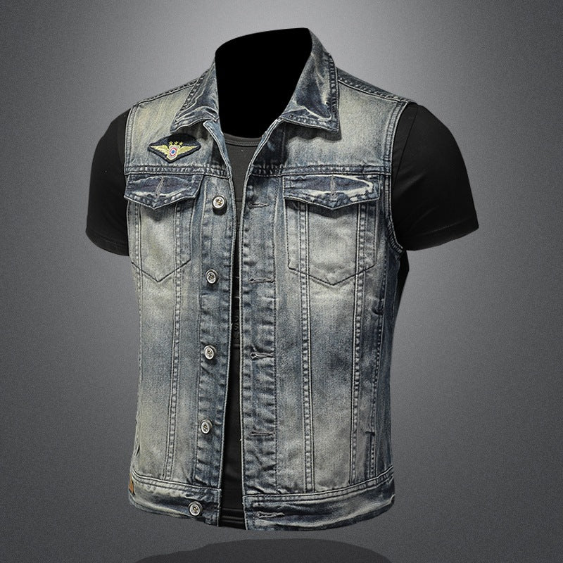 Personalized Denim Vest Men Plus Size Vest - cas7m