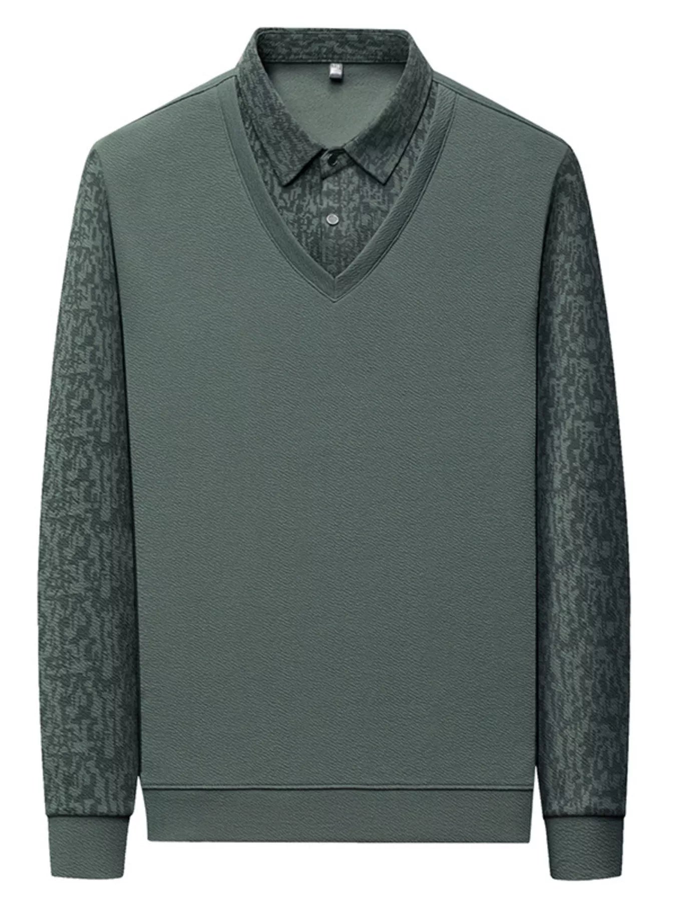 Men's Plus Size Long Sleeve Polo Shirt - cas7m