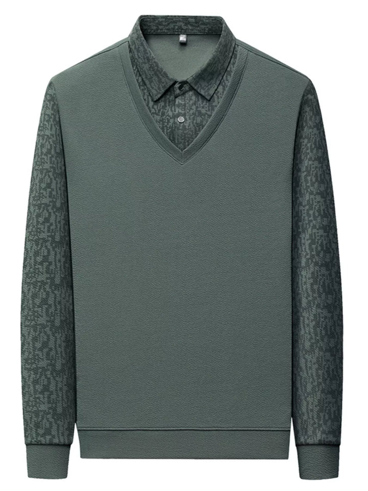 Men's Plus Size Long Sleeve Polo Shirt - cas7m