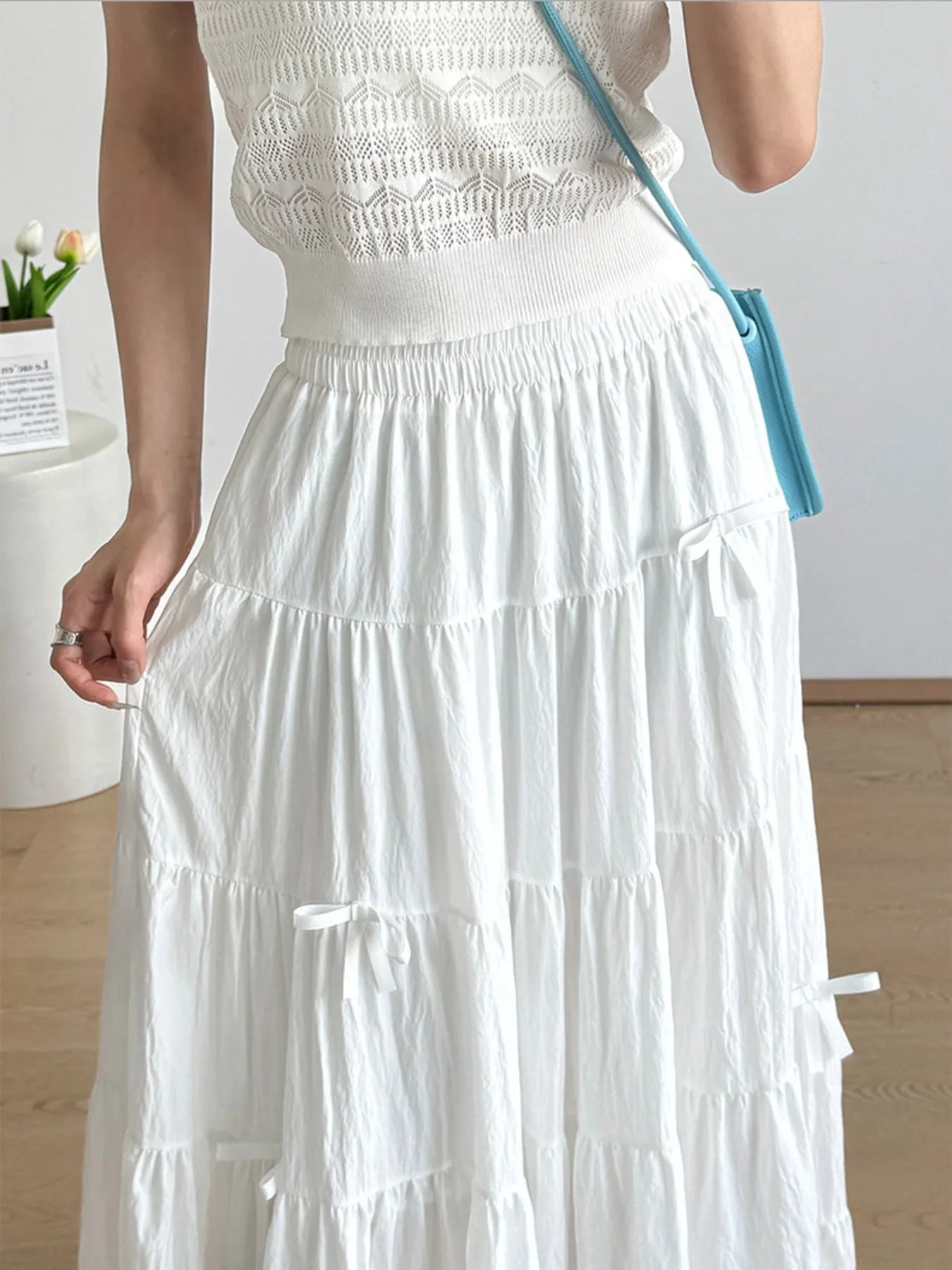 Tiered Elastic Waist Maxi Skirt - cas7m