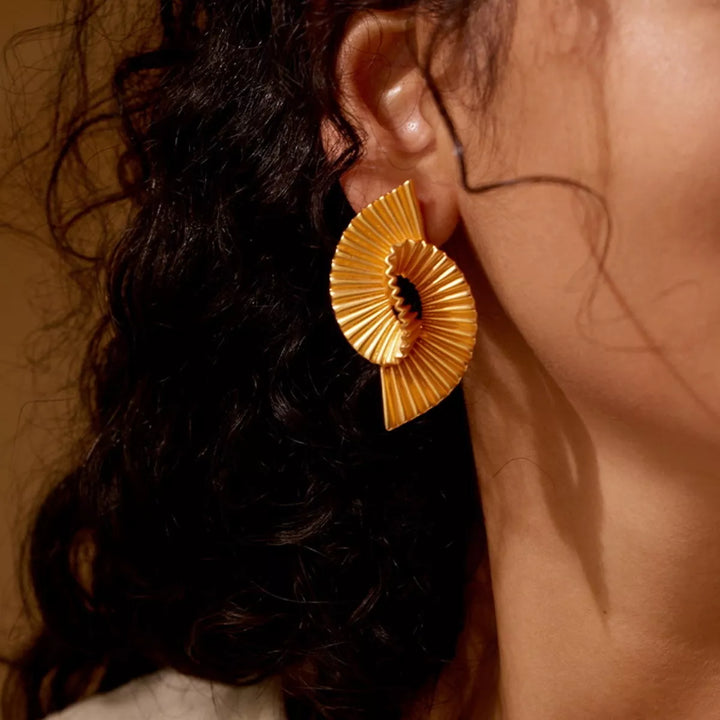 18K Gold-Plated Copper Geometric Spiral Earrings - cas7m