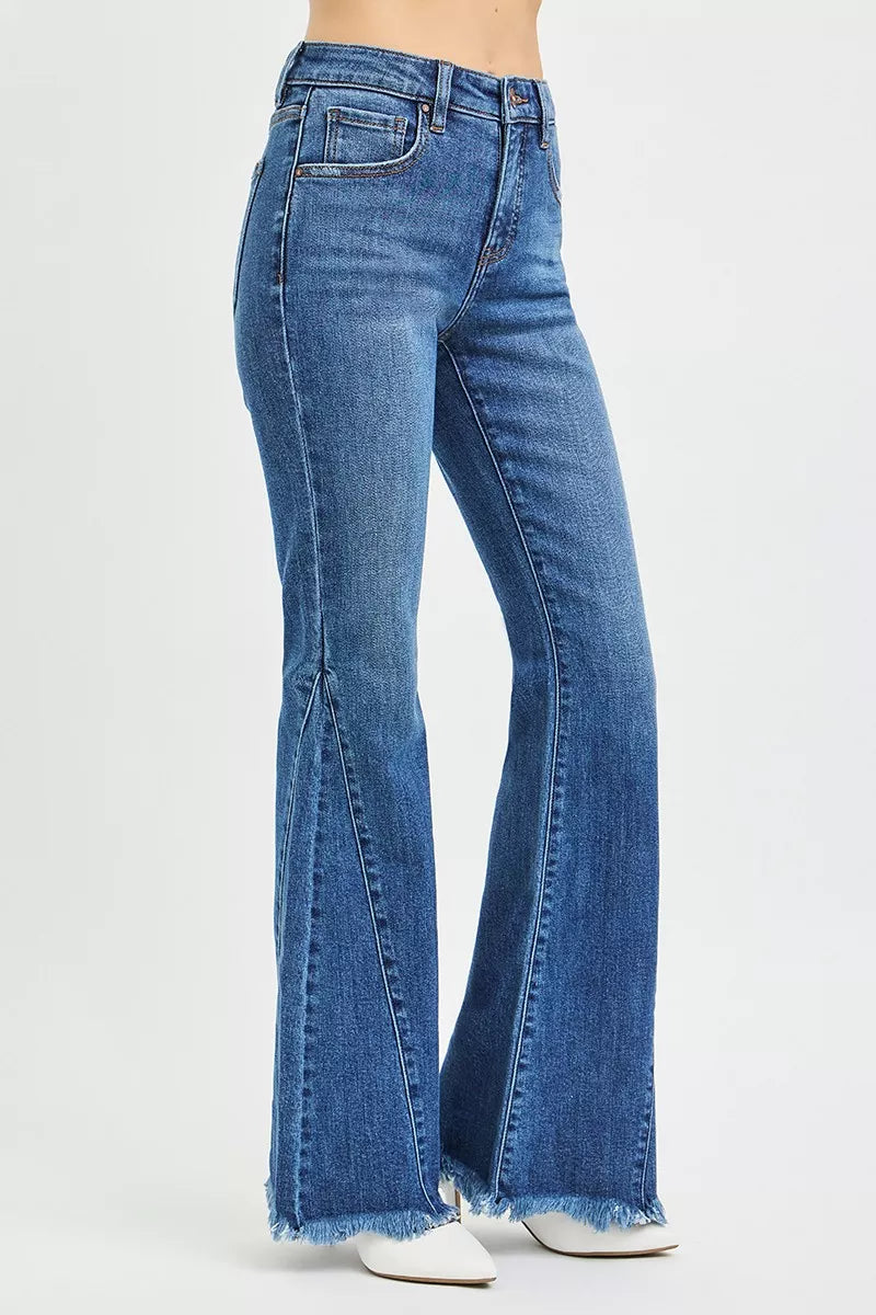 RISEN Mid Rise Flare Side Seam Detailing Jeans - cas7m