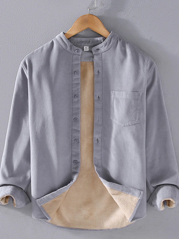 Men's Plus Size Button Up Long Sleeve Shirt - cas7m