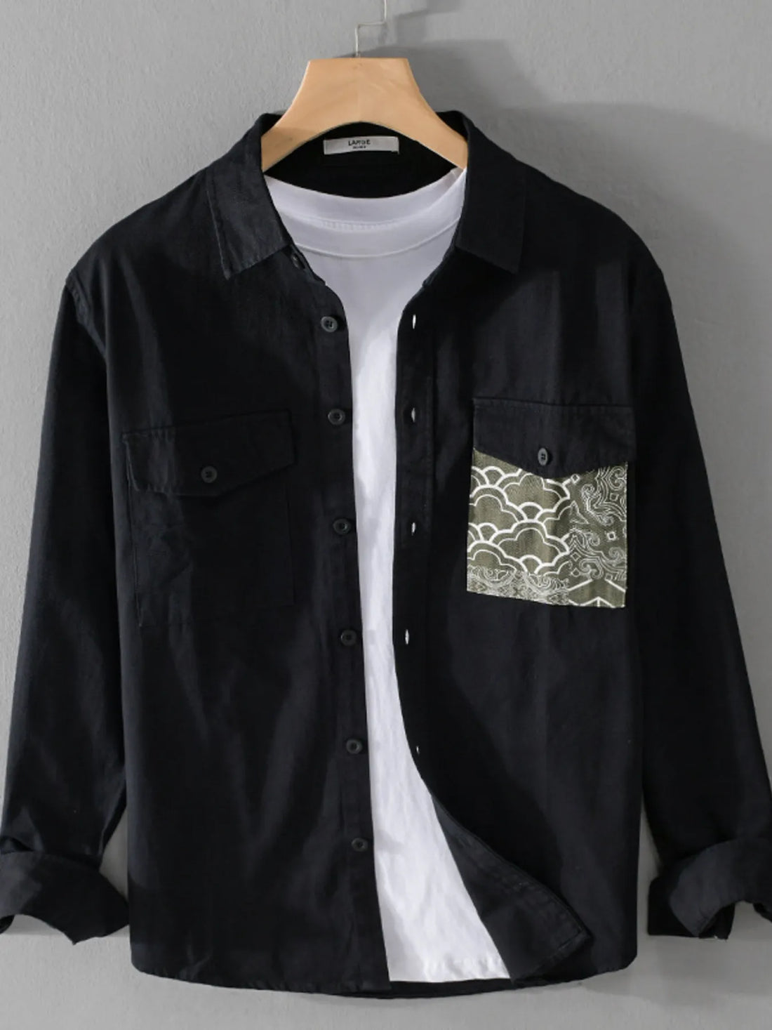 Men's Plus Size Button Up Long Sleeve Shirt - cas7m